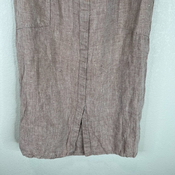 Flax by Angelheart Women's 100% Linen Midi Skirt‎ Elastic Waist Beige - Picture 4 of 12